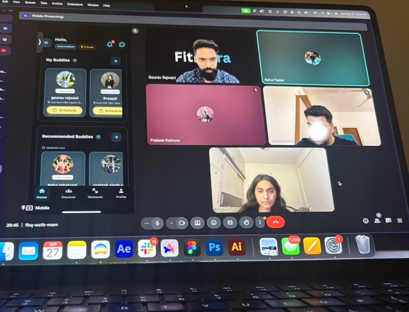 Reviewing the app over a call with the FitAstra team